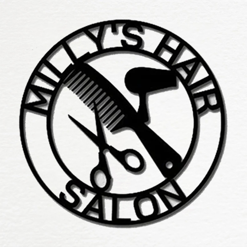 Custom Hair Salon Metal Name Sign Barber Shop