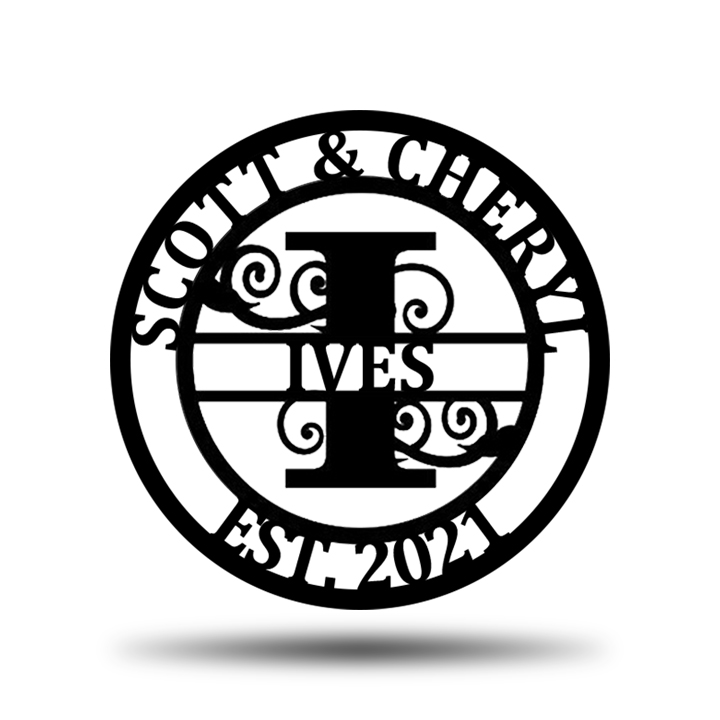 Personalized Wedding Anniversary Family Name Monogram Metal Sign