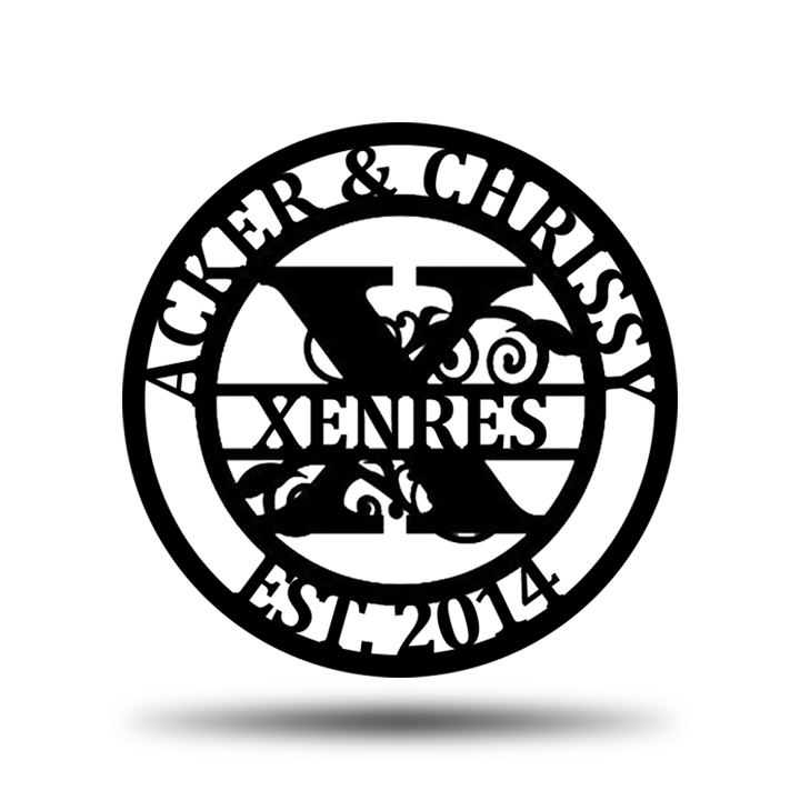 Personalized Wedding Anniversary Family Name Monogram Metal Sign