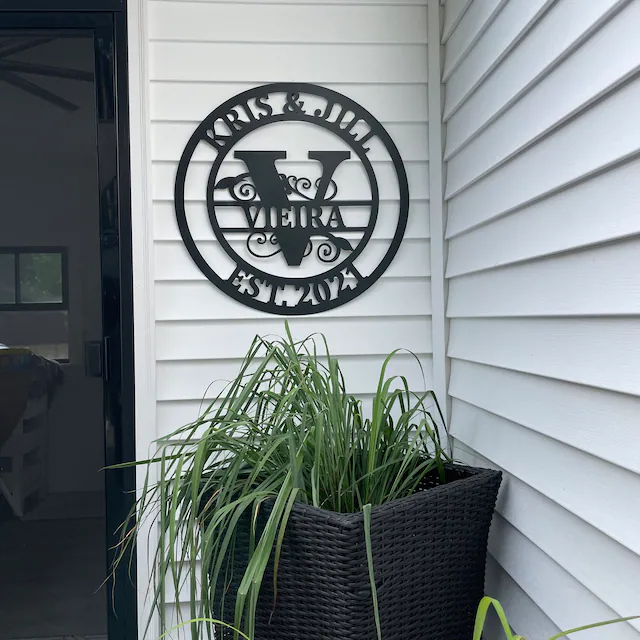 Personalized Wedding Anniversary Family Name Monogram Metal Sign