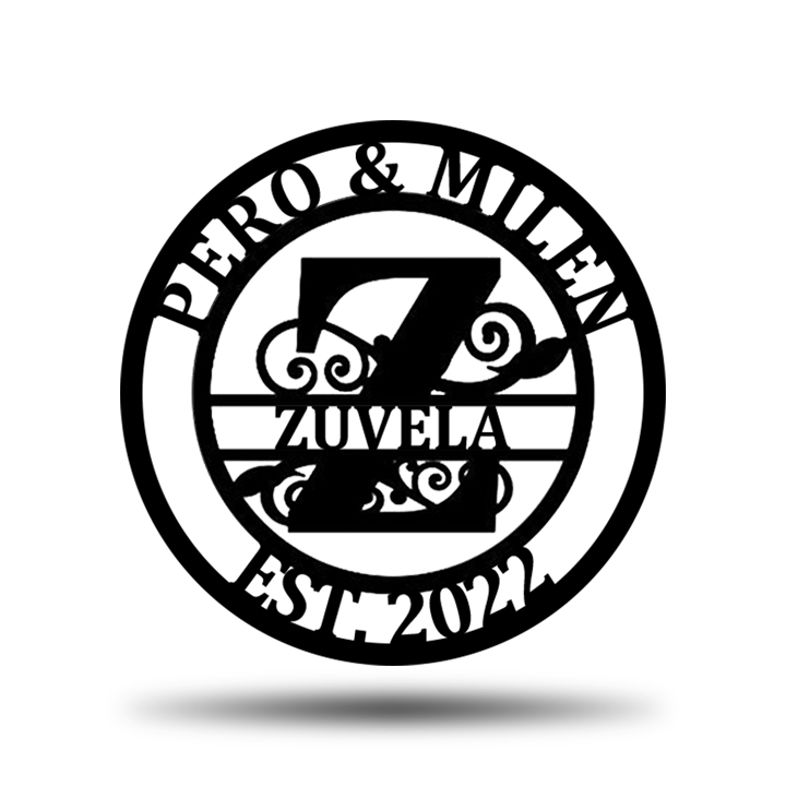 Personalized Wedding Anniversary Family Name Monogram Metal Sign