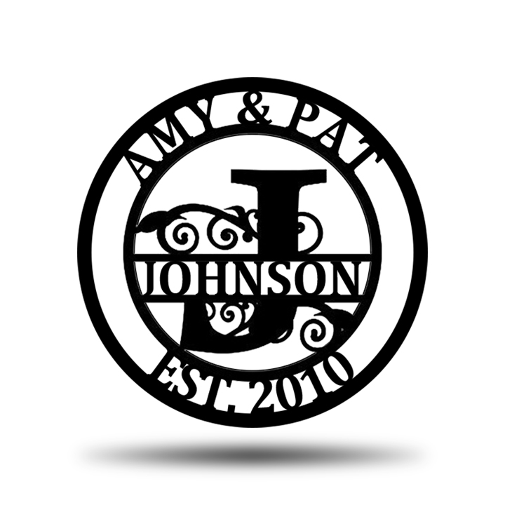 Personalized Wedding Anniversary Family Name Monogram Metal Sign