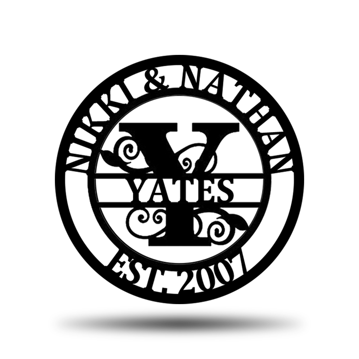 Personalized Wedding Anniversary Family Name Monogram Metal Sign