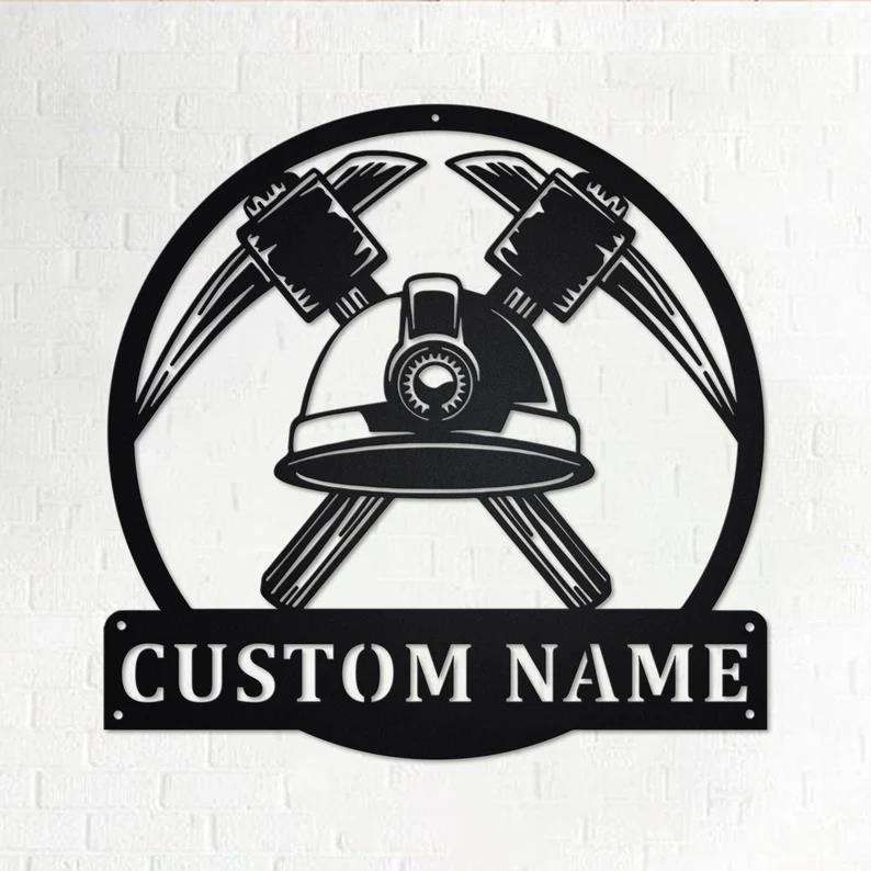 Custom Miner Worker Tools Metal Wall Art