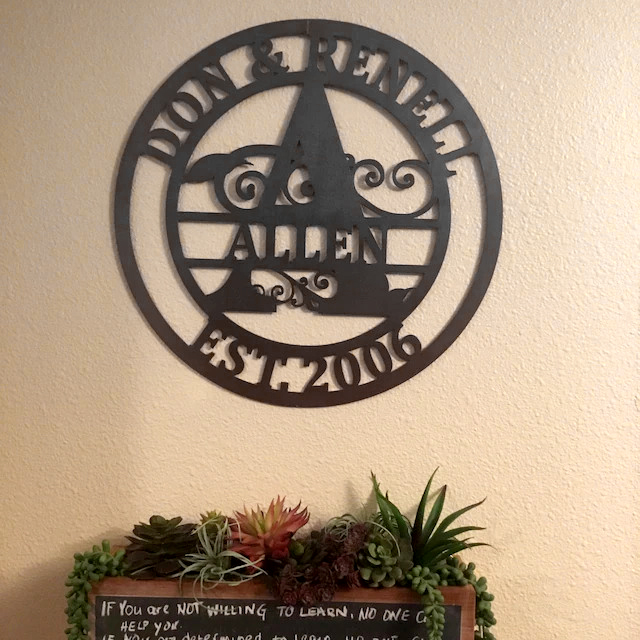 Personalized Wedding Anniversary Family Name Monogram Metal Sign