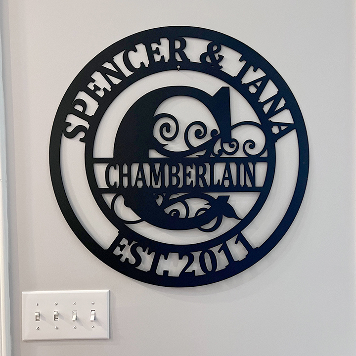 Personalized Wedding Anniversary Family Name Monogram Metal Sign