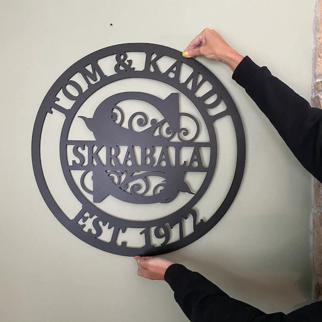 Personalized Wedding Anniversary Family Name Monogram Metal Sign