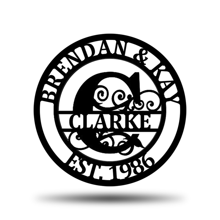 Personalized Wedding Anniversary Family Name Monogram Metal Sign