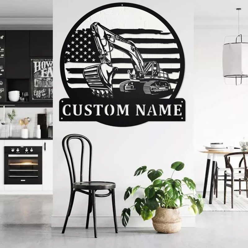Custom Excavator Metal Wall Art