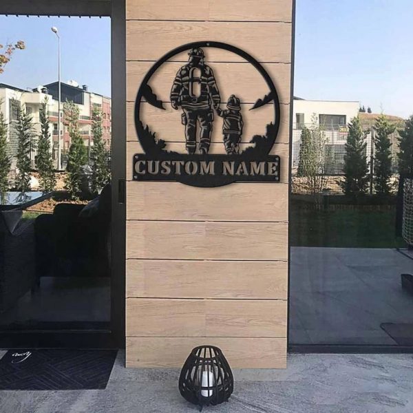 Personalized Firefighter Father And Son Metal Sign