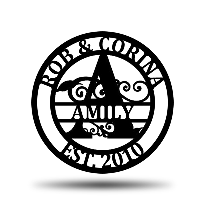 Personalized Wedding Anniversary Family Name Monogram Metal Sign
