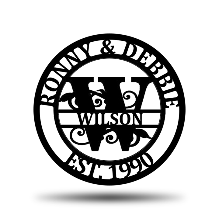 Personalized Wedding Anniversary Family Name Monogram Metal Sign