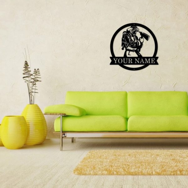 Firefighter Personalized Metal Sign Custom Fireman Name Gift for Man