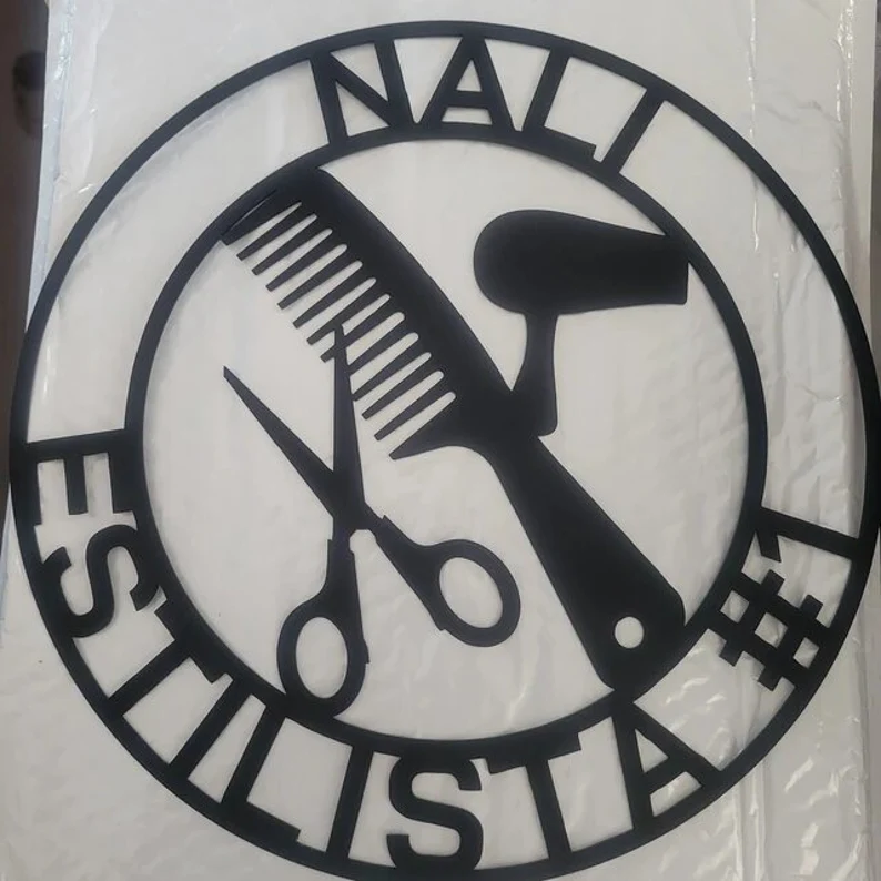 Custom Hair Salon Metal Name Sign Barber Shop