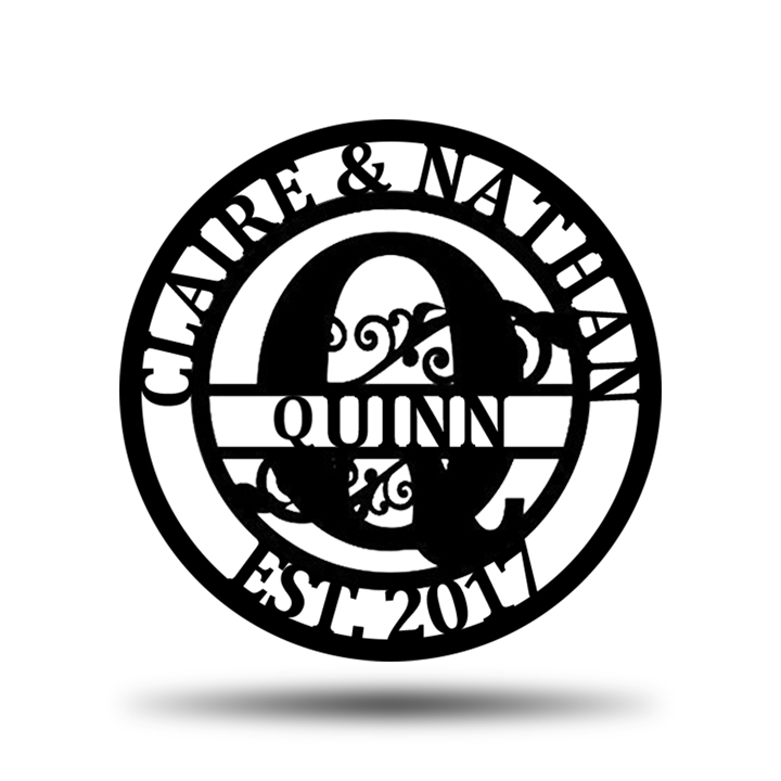 Personalized Wedding Anniversary Family Name Monogram Metal Sign