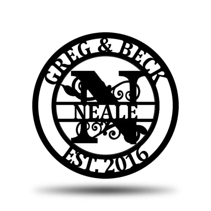 Personalized Wedding Anniversary Family Name Monogram Metal Sign