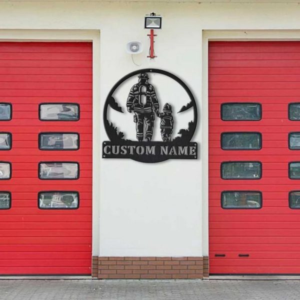 Personalized Firefighter Father And Son Metal Sign