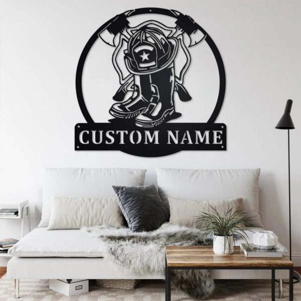 Personalized Firefighter Gear Metal Sign
