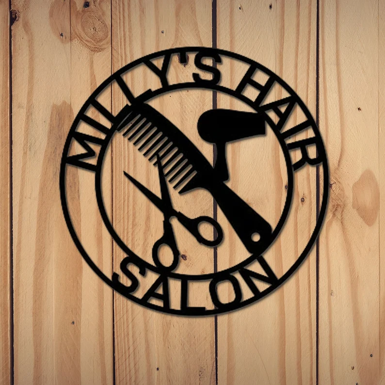 Custom Hair Salon Metal Name Sign Barber Shop