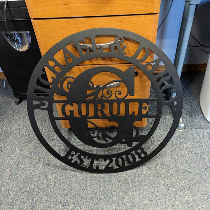 Personalized Wedding Anniversary Family Name Monogram Metal Sign