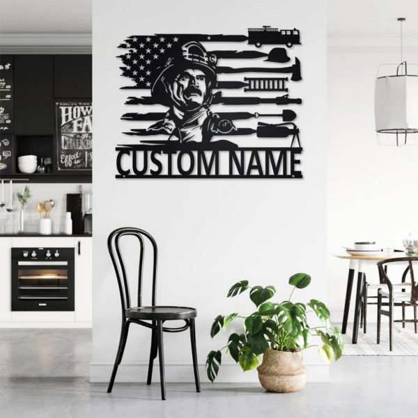 Fireman Personalized US Firefighter Metal Sign