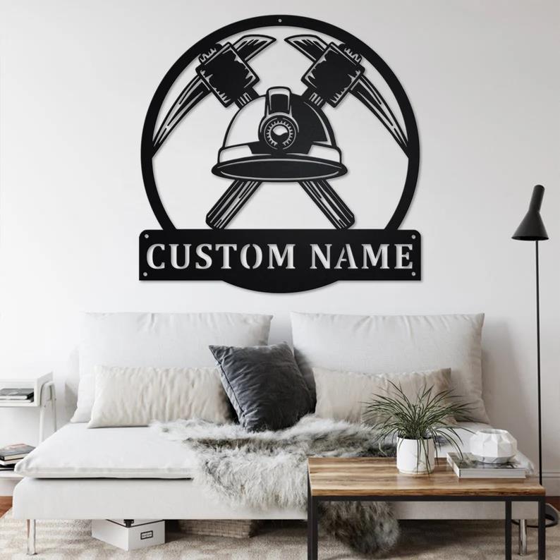 Custom Miner Worker Tools Metal Wall Art