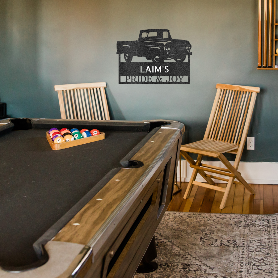 Personalized Classic Truck Monogram Metal Wall Art