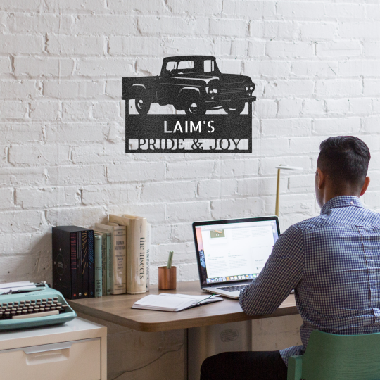 Personalized Classic Truck Monogram Metal Wall Art