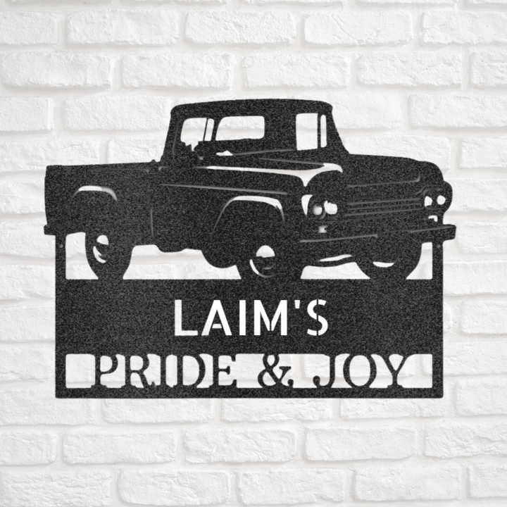 Personalized Classic Truck Monogram Metal Wall Art