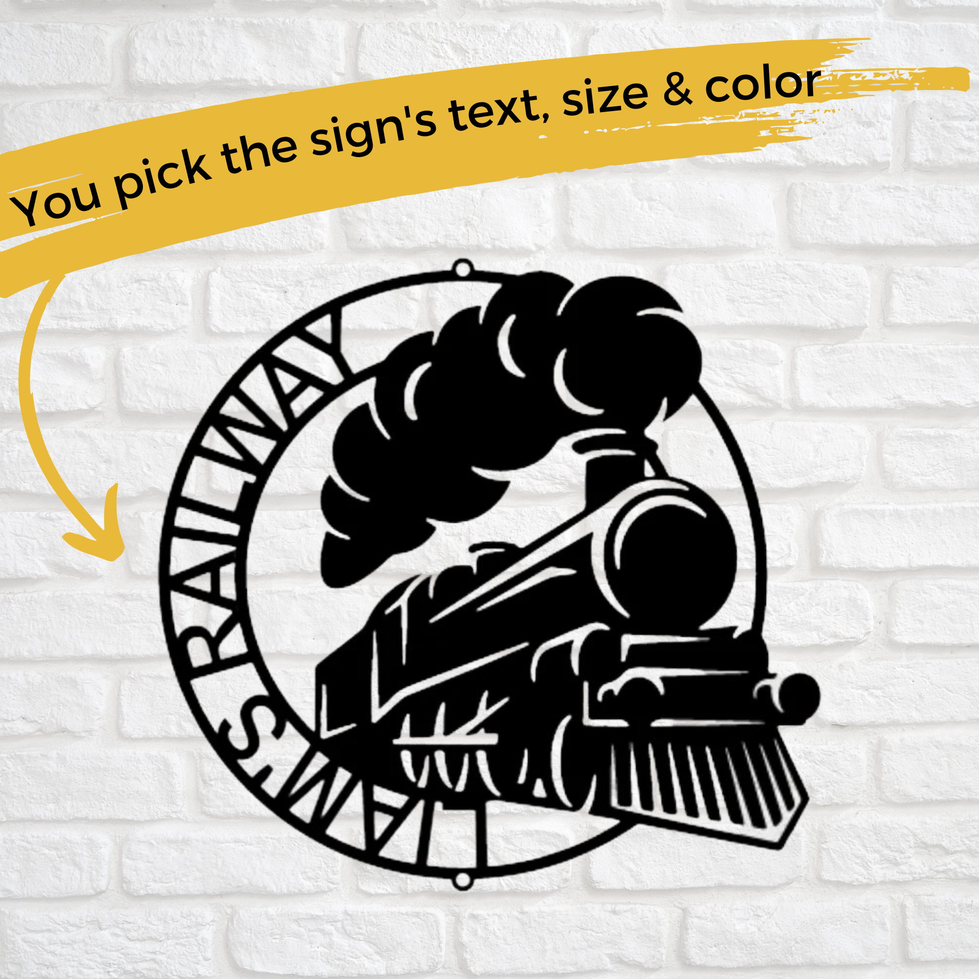 Train Sign - Personalized Metal Name Sign - Classic Train Monogram