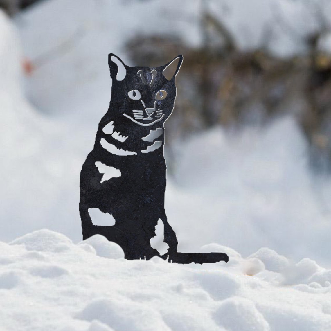 Shorthair Tabby Cat Metal Silhouette