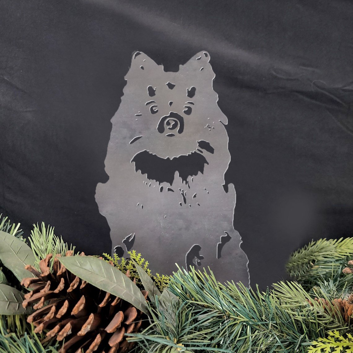 Pomeranian Metal Silhouette