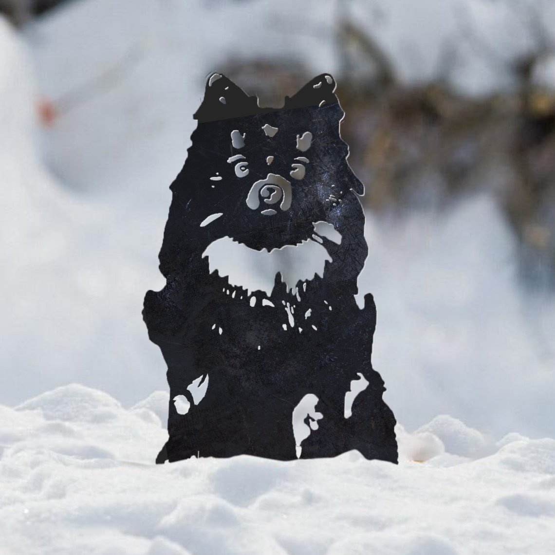 Pomeranian Metal Silhouette