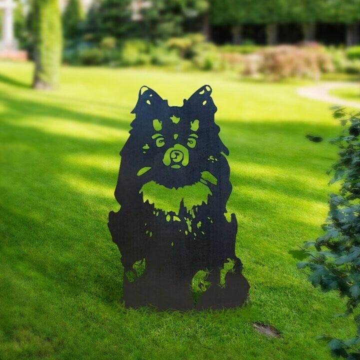 Pomeranian Metal Silhouette