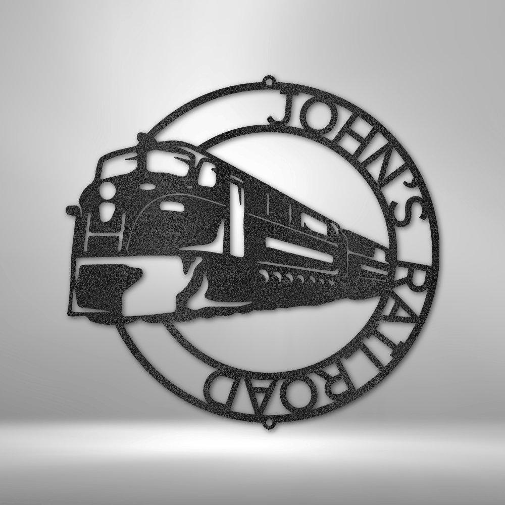 Train Sign - Personalized Metal Name Sign -  Modern Train Monogram