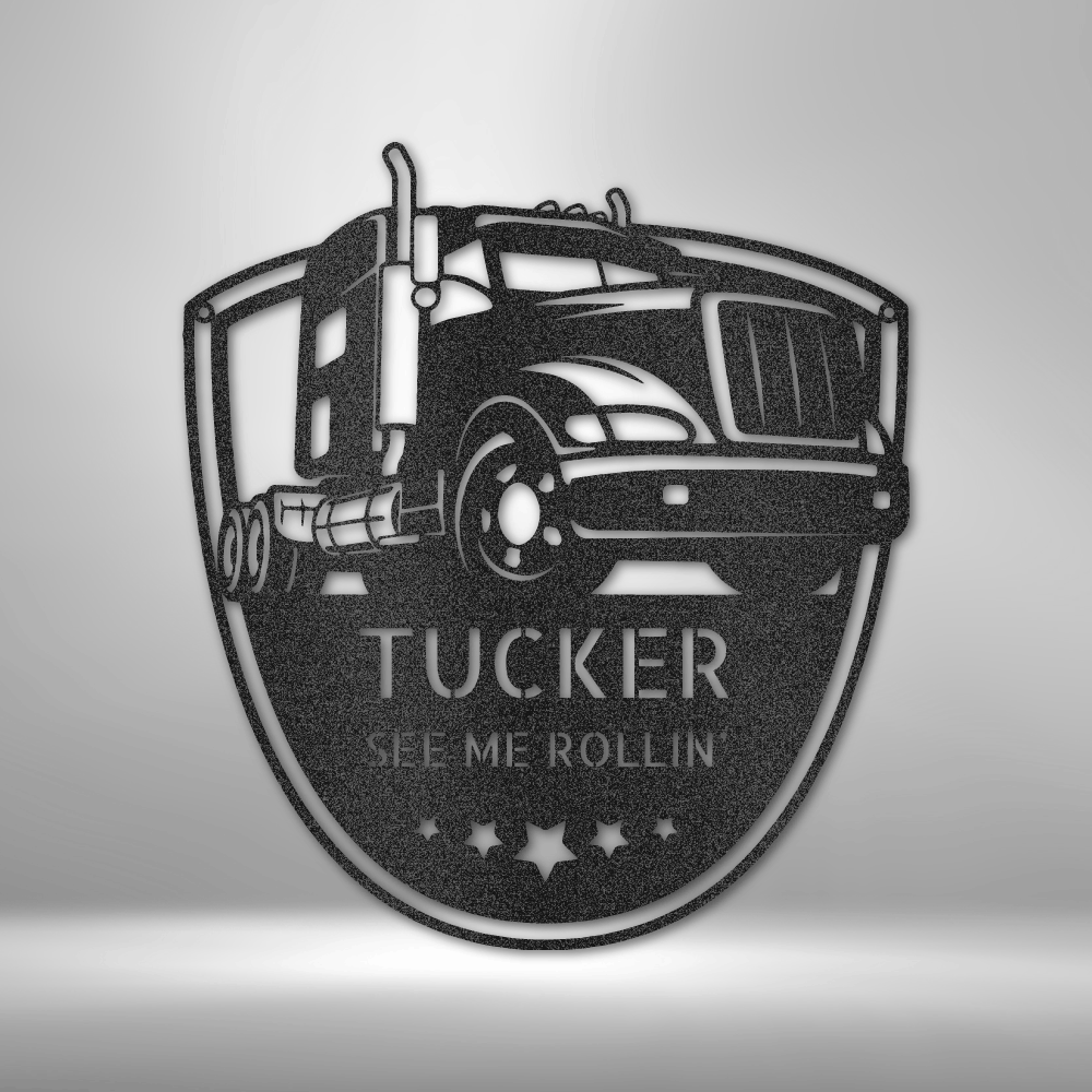 Personalized Truck Driver Sign, Semi-Truck, Tractor Trailer Gift