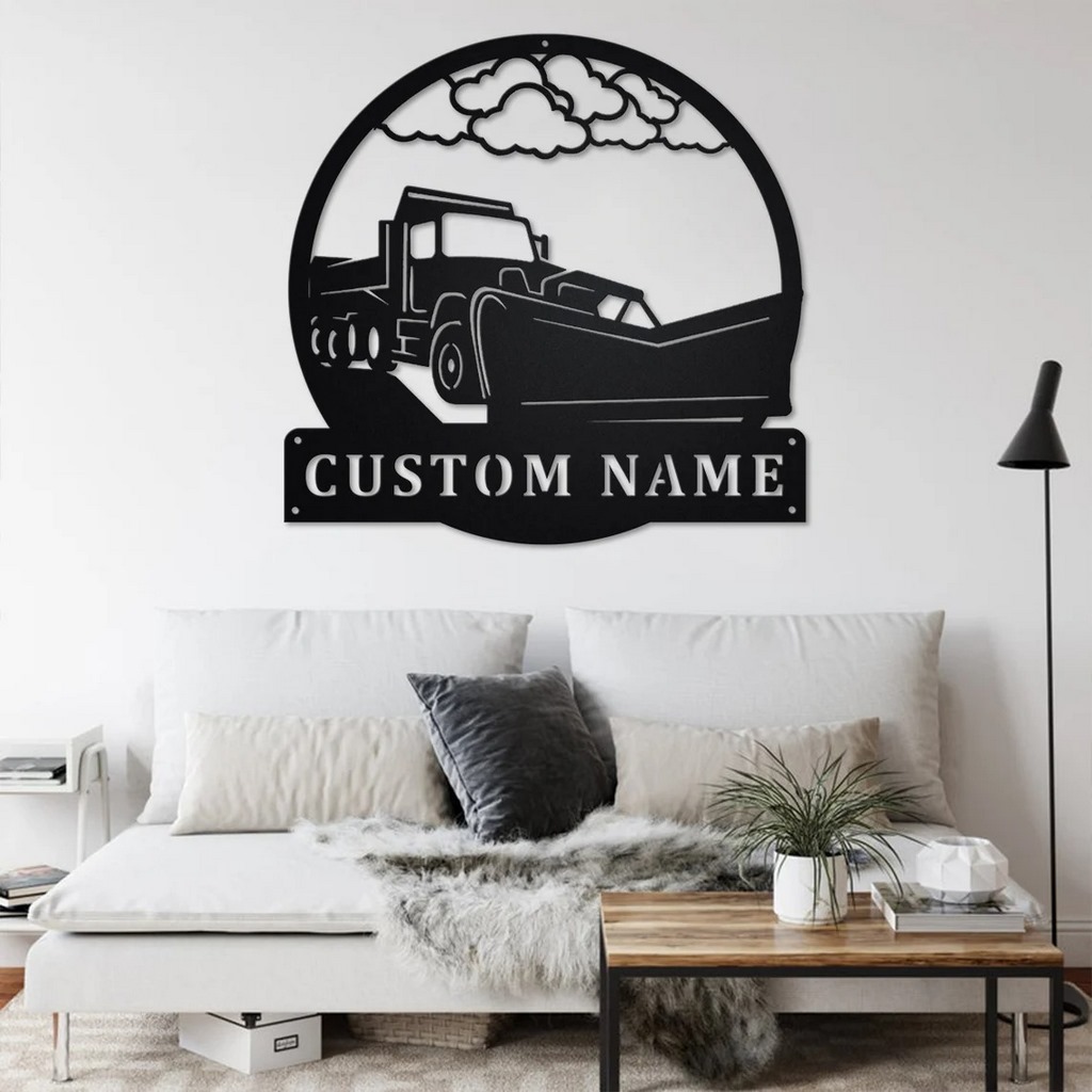 Personalized Plow Truck Metal Name Sign Home Decor Gift for Truck Drivers