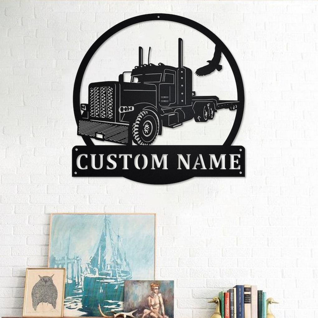 Personalized Semi Truck Metal Name Sign Home Decor Gift for Truck Drivers