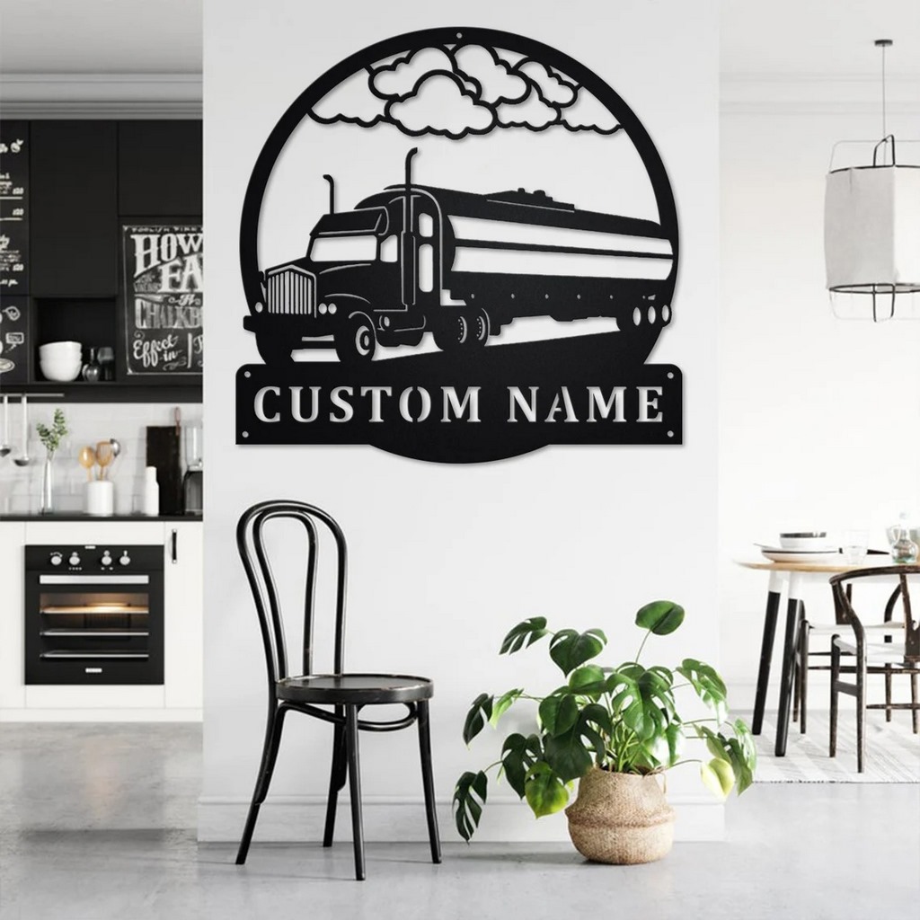 Personalized Tanker Truck Metal Name Sign Home Decor Gift for Truck Drivers