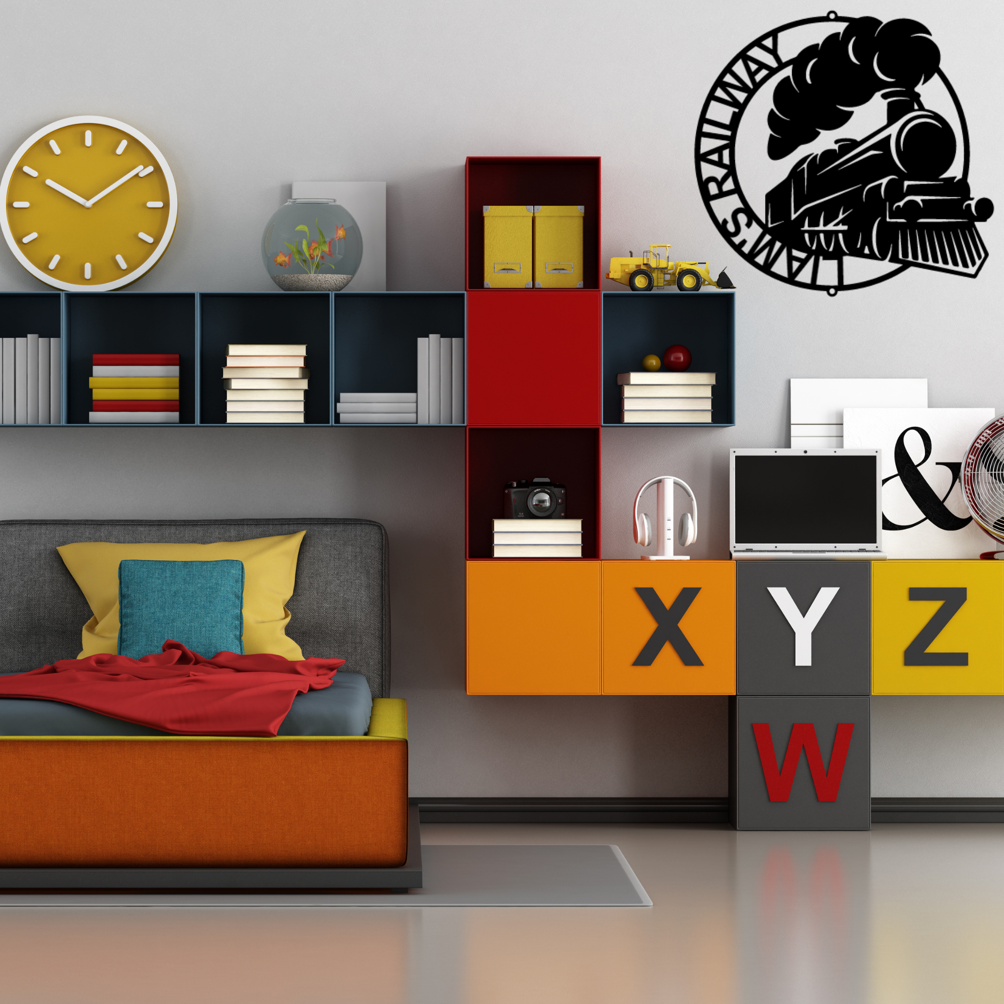 Train Sign - Personalized Metal Name Sign - Classic Train Monogram