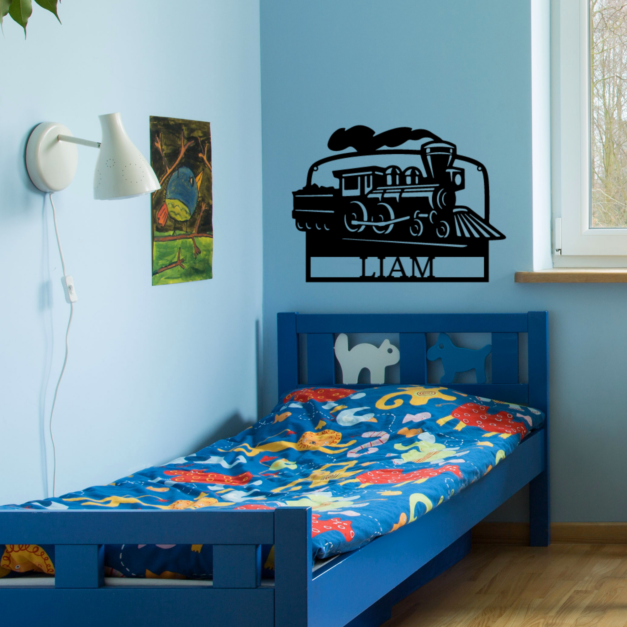 Train Sign- Personalized Metal  Name Sign - Coal Train Monogram