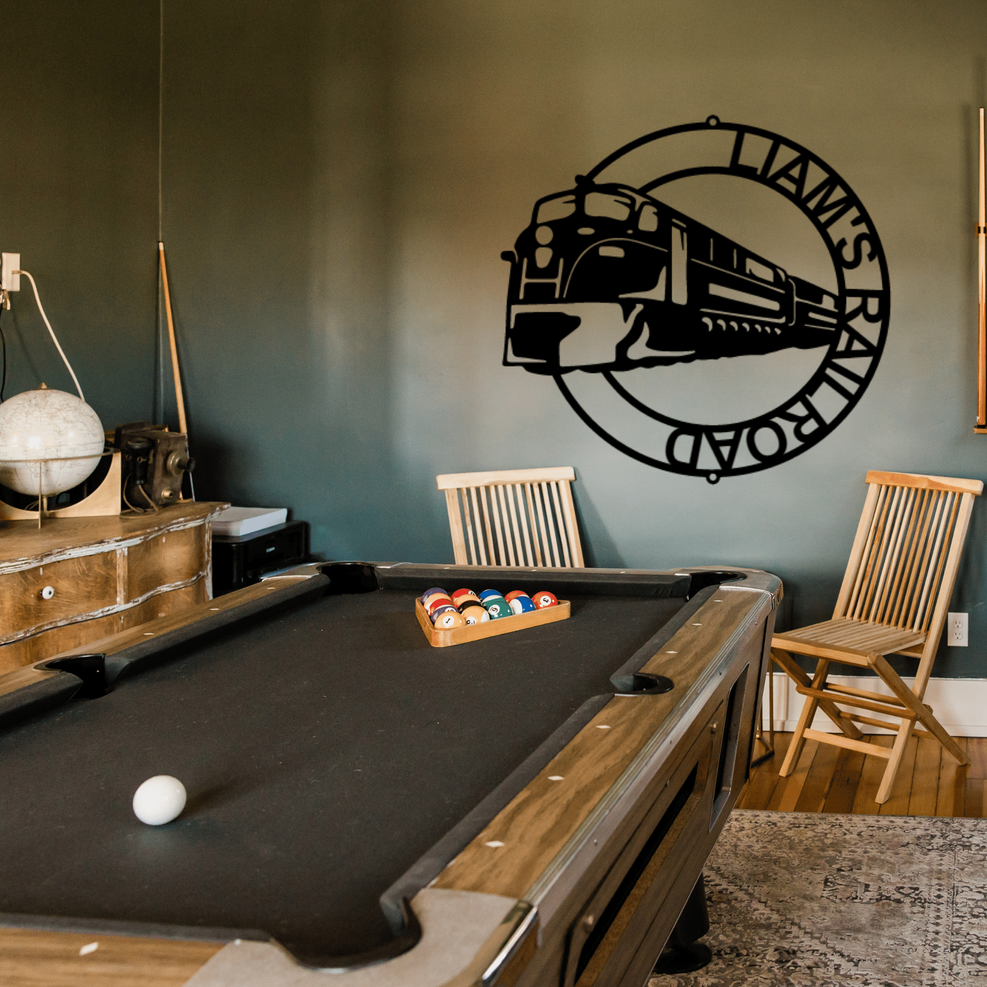 Train Sign - Personalized Metal Name Sign -  Modern Train Monogram