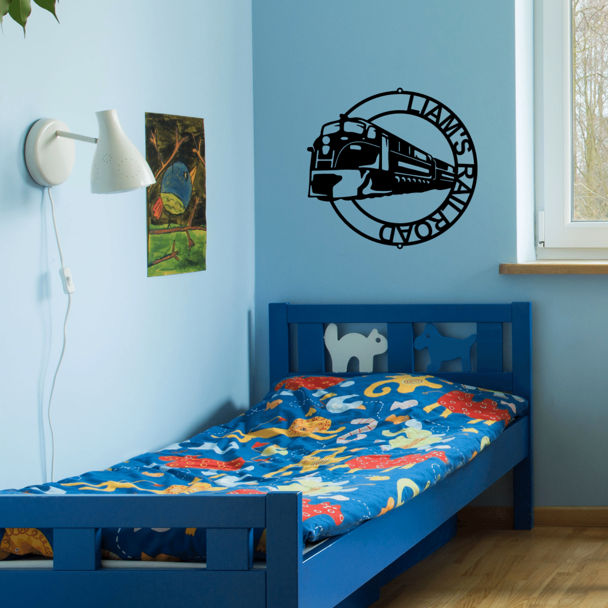 Train Sign - Personalized Metal Name Sign -  Modern Train Monogram