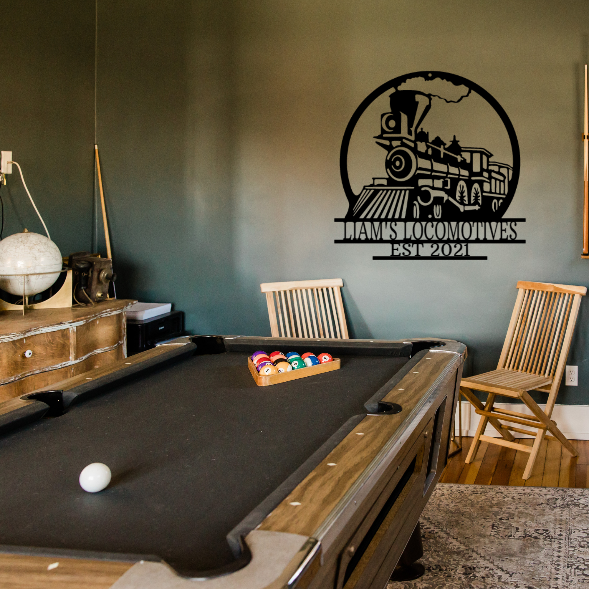 Train Sign - Personalized Metal Name Sign - Old Fashion Train Monogram