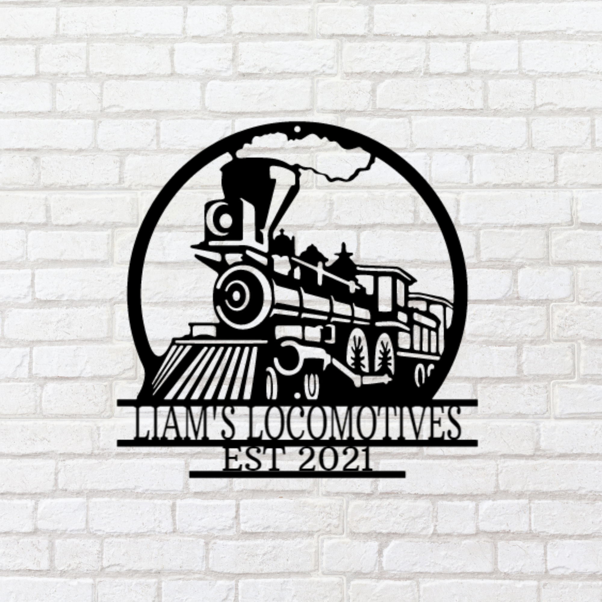 Train Sign - Personalized Metal Name Sign - Old Fashion Train Monogram