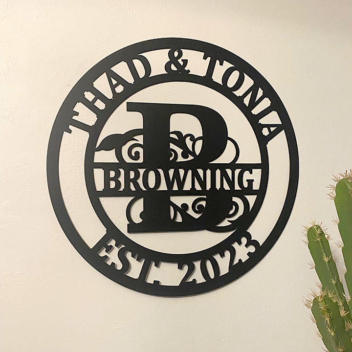 Personalized Wedding Anniversary Family Name Monogram Metal Sign