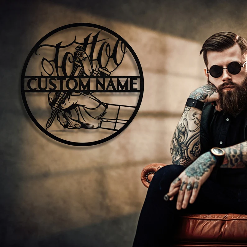 Tattoo Artist Personalized Metal Signs Decor for Tattoo Shop