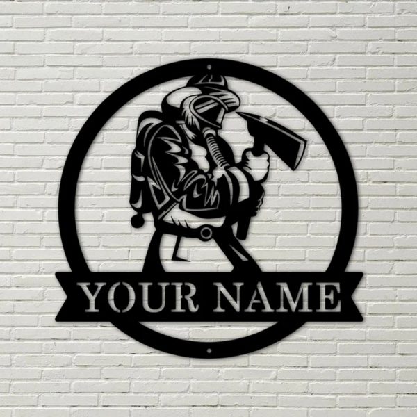 Firefighter Personalized Metal Sign Custom Fireman Name Gift for Man