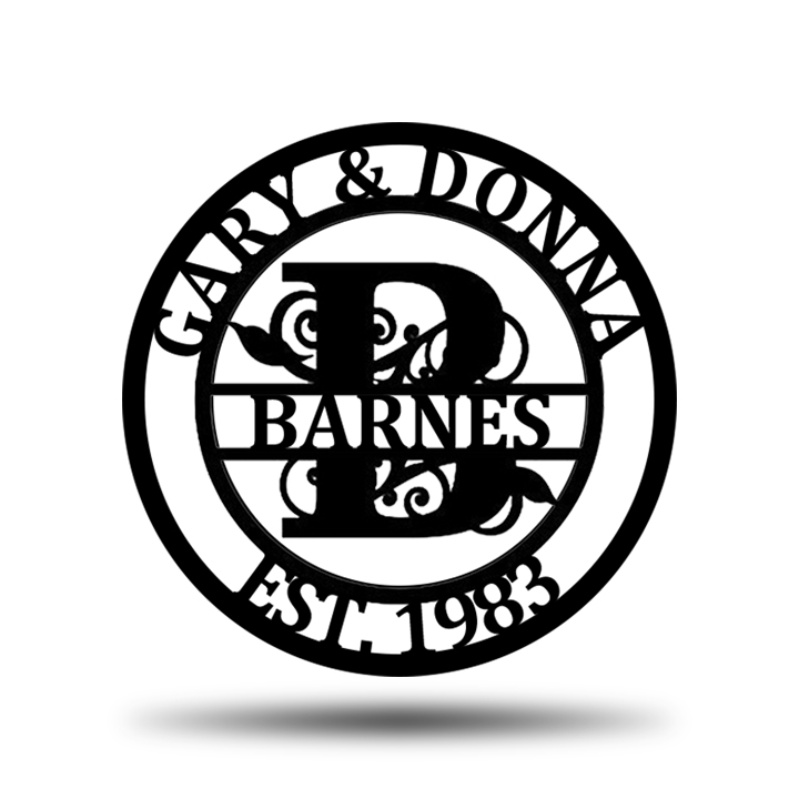 Personalized Wedding Anniversary Family Name Monogram Metal Sign