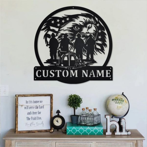 Personalized US Firefighter Metal Sign Fire Department Decor Gift for Fireman